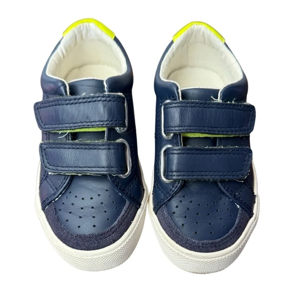 Mini Boden Kids Navy and Green Velcro Sneakers-Euro size 24 US size 7.5